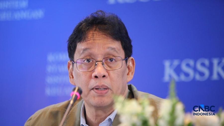 Menteri Keuangan (Menkeu), Purbaya Yudhi Sadewa menyampaikan pemaparan saat konferensi pers hasil rapat berkala KSSK tahun 2026 di Bank Indonesia, Jakarta, Kamis (7/5/2026). (CNBC Indonesia/Faisal Rahman)