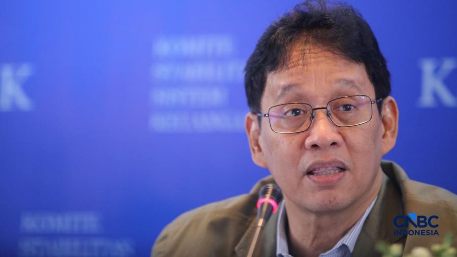 Menteri Keuangan (Menkeu), Purbaya Yudhi Sadewa menyampaikan pemaparan saat konferensi pers hasil rapat berkala KSSK tahun 2026 di Bank Indonesia, Jakarta, Kamis (7/5/2026). (CNBC Indonesia/Faisal Rahman)