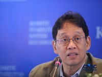 Menteri Keuangan (Menkeu), Purbaya Yudhi Sadewa menyampaikan pemaparan saat konferensi pers hasil rapat berkala KSSK tahun 2026 di Bank Indonesia, Jakarta, Kamis (7/5/2026). (CNBC Indonesia/Faisal Rahman)