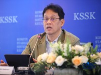 Menteri Keuangan (Menkeu), Purbaya Yudhi Sadewa menyampaikan pemaparan saat konferensi pers hasil rapat berkala KSSK tahun 2026 di Bank Indonesia, Jakarta, Kamis (7/5/2026). (CNBC Indonesia/Faisal Rahman)