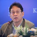 Menkeu Purbaya menyampaikan pemaparan saat konferensi pers hasil rapat berkala KSSK tahun 2026, Jakarta, Kamis (7/5/2026). (CNBC Indonesia/Faisal Rahman)