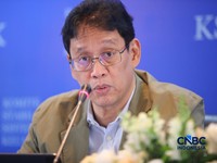 Menteri Keuangan (Menkeu), Purbaya Yudhi Sadewa menyampaikan pemaparan saat konferensi pers hasil rapat berkala KSSK tahun 2026 di Bank Indonesia, Jakarta, Kamis (7/5/2026). (CNBC Indonesia/Faisal Rahman)