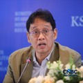 Menteri Keuangan (Menkeu), Purbaya Yudhi Sadewa menyampaikan pemaparan saat konferensi pers hasil rapat berkala KSSK tahun 2026 di Bank Indonesia, Jakarta, Kamis (7/5/2026). (CNBC Indonesia/Faisal Rahman)