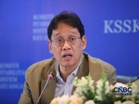Menteri Keuangan (Menkeu), Purbaya Yudhi Sadewa menyampaikan pemaparan saat konferensi pers hasil rapat berkala KSSK tahun 2026 di Bank Indonesia, Jakarta, Kamis (7/5/2026). (CNBC Indonesia/Faisal Rahman)