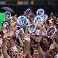 Fans of South Korean Kpop boy band BTS, known as ARMY, react on the day members of the band meet with Mexico's President Claudia Sheinbaum at the National Palace ahead of a series of concerts on the BTS World Tour "Arirang" in Mexico City, Mexico, Ma