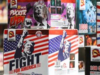 Firework products for the U.S. market are displayed at the showroom of Chili Fireworks in Liling, Hunan province, China, April 9, 2026.  REUTERS/Go Nakamura