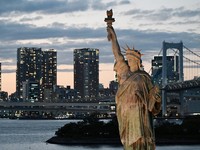 Ilustrasi Patung Liberty. (Photo by GREG BAKER / AFP)