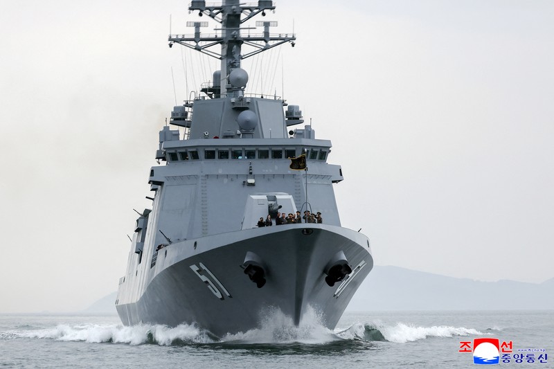 North Korean leader Kim Jong Un visits a navy destroyer being tested for deployment, May 7, 2026, in this picture released by North Korea's official Korean Central News Agency. KCNA via REUTERS    ATTENTION EDITORS - THIS IMAGE WAS PROVIDED BY A THIRD PARTY. REUTERS IS UNABLE TO INDEPENDENTLY VERIFY THIS IMAGE. NO THIRD PARTY SALES. SOUTH KOREA OUT. NO COMMERCIAL OR EDITORIAL SALES IN SOUTH KOREA.