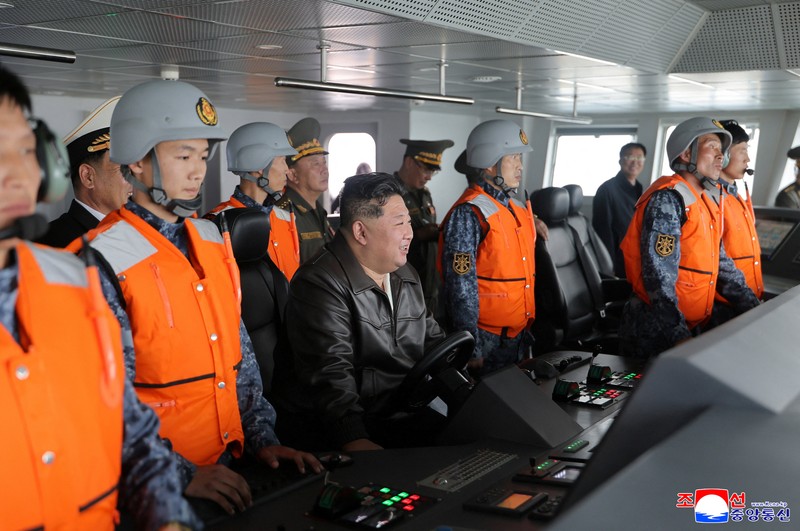 North Korean leader Kim Jong Un visits a navy destroyer being tested for deployment, May 7, 2026, in this picture released by North Korea's official Korean Central News Agency. KCNA via REUTERS    ATTENTION EDITORS - THIS IMAGE WAS PROVIDED BY A THIRD PARTY. REUTERS IS UNABLE TO INDEPENDENTLY VERIFY THIS IMAGE. NO THIRD PARTY SALES. SOUTH KOREA OUT. NO COMMERCIAL OR EDITORIAL SALES IN SOUTH KOREA.