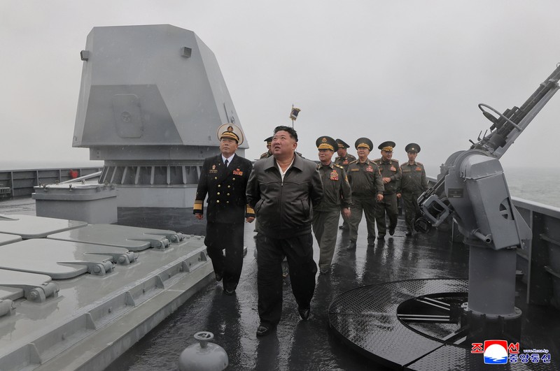 North Korean leader Kim Jong Un visits a navy destroyer being tested for deployment, May 7, 2026, in this picture released by North Korea's official Korean Central News Agency. KCNA via REUTERS    ATTENTION EDITORS - THIS IMAGE WAS PROVIDED BY A THIRD PARTY. REUTERS IS UNABLE TO INDEPENDENTLY VERIFY THIS IMAGE. NO THIRD PARTY SALES. SOUTH KOREA OUT. NO COMMERCIAL OR EDITORIAL SALES IN SOUTH KOREA.