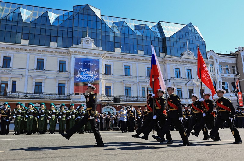 Russian service members take part in a military parade on Victory Day, marking the 81st anniversary of the victory over Nazi Germany in World War Two, in Red Square in central Moscow, Russia, May 9, 2026, in this still image taken from video. Kremlin.ru/Handout via REUTERS ATTENTION EDITORS - THIS IMAGE WAS PROVIDED BY A THIRD PARTY. MANDATORY CREDIT.