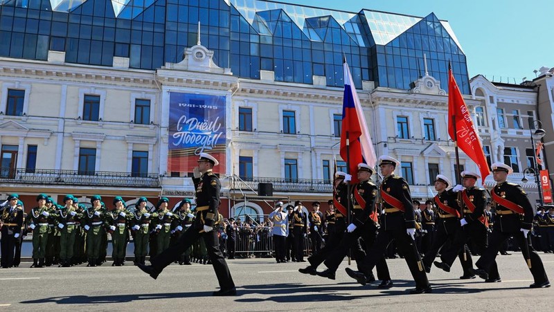 Russian service members take part in a military parade on Victory Day, marking the 81st anniversary of the victory over Nazi Germany in World War Two, in Vladivostok, Russia, May 9, 2026. REUTERS/Tatiana Meel