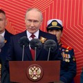 Russian President Vladimir Putin delivers a speech during a military parade on Victory Day, marking the 81st anniversary of the victory over Nazi Germany in World War Two, in Red Square in central Moscow, Russia, May 9, 2026, in this still image take