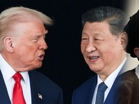 Kolase Trump, X Jinping dan Mojtaba Khamenei. (Istimewa)