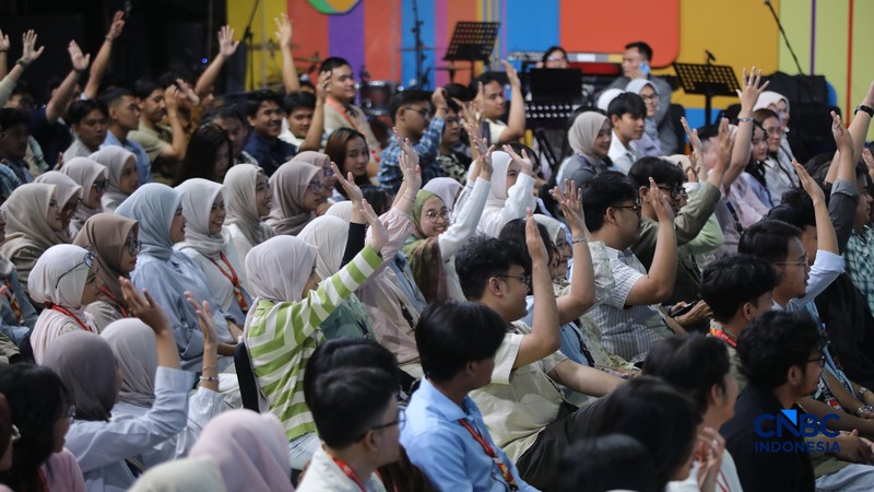 Offboarding MagangHub Kemnaker Batch 2 Transmedia di Auditorium Studio 1 Gedung Transmedia, Jakarta, Senin (11/5/2026). (CNBC Indonesia/Faisal Rahman)
