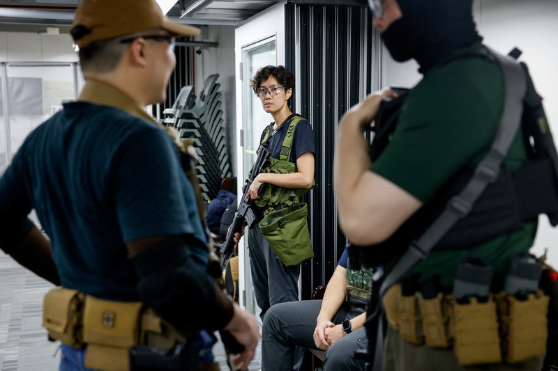 Warga sipil di Taiwan semakin gencar mengikuti pelatihan bela diri. Fenomena ini terjadi di tengah sorotan terhadap pertemuan Presiden AS Donald Trump dan Presiden China Xi Jinping. (REUTERS/Ann Wang)
