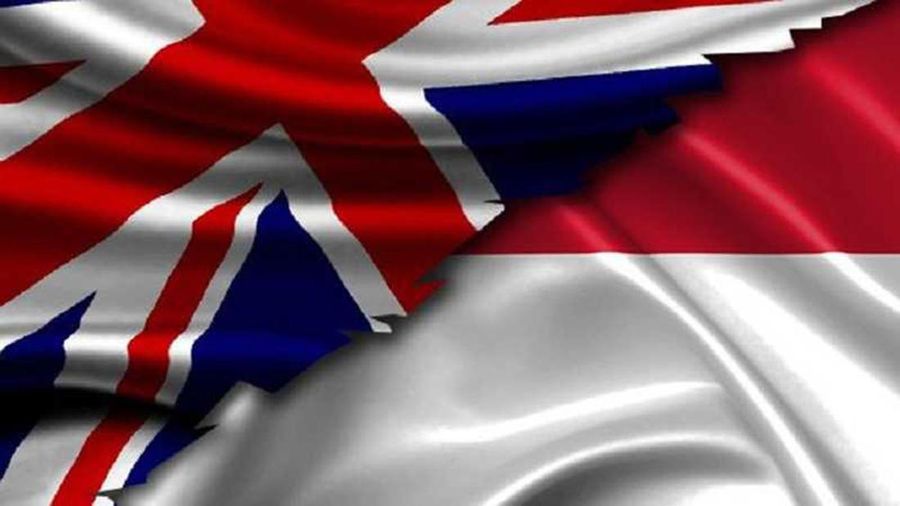 Kolase bendera Inggris dan Indonesia. (Istimewa)
