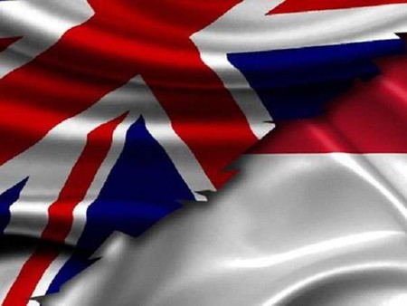 Kolase bendera Inggris dan Indonesia. (Istimewa)