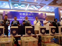 Konferensi Pers Pemusnahan Rupiah Palsu Hasil Klarifikasi Bank Indonesia di Gedung Kebun Sirih lt. 6, Kompleks Kantor Pusat BI, Jakarta, Rabu, (13/5/2026). (CNBC Indonesia/Muhammad Sabki)