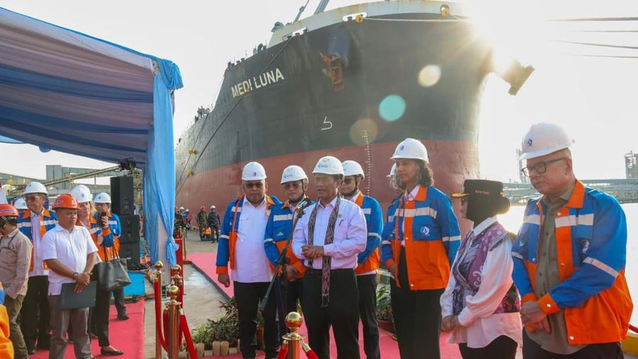 Menteri Pertanian Andi Amran Sulaiman melepas ekspor 47.250 ton pupuk urea produksi PT Pupuk Indonesia melalui PT Pupuk Kalimantan Timur di Pelabuhan Bontang, Kalimantan Timur, Rabu (14/5/2026). (Dok. Kementan)