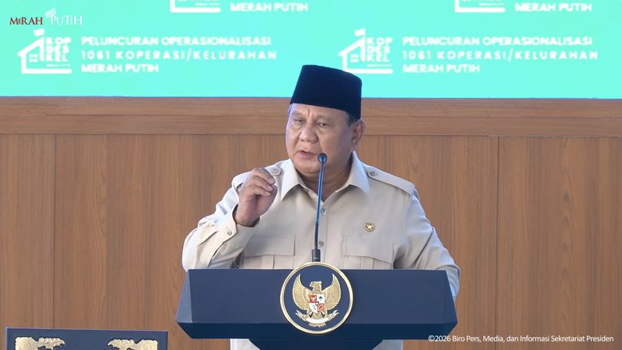Presiden Prabowo Subianto Resmikan Operasionalisasi 1.061 Koperasi Desa/Kelurahan Merah Putih di Kabupaten Nganjuk, Jawa Timur, Sabtu, (16/5/26). (Tangkapan Layar Youtube/Sekretariat Presiden)