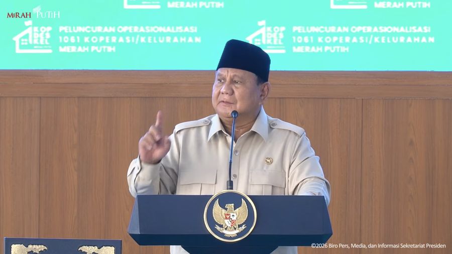 Presiden Prabowo Subianto Resmikan Operasionalisasi 1.061 Koperasi Desa/Kelurahan Merah Putih di Kabupaten Nganjuk, Jawa Timur, Sabtu, (16/5/26). (Tangkapan Layar Youtube/Sekretariat Presiden)