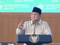 Presiden Prabowo Subianto Resmikan Operasionalisasi 1.061 Koperasi Desa/Kelurahan Merah Putih di Kabupaten Nganjuk, Jawa Timur, Sabtu, (16/5/26). (Tangkapan Layar Youtube/Sekretariat Presiden)