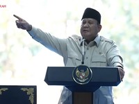 Presiden Prabowo Subianto saat dalam acara Panen Raya Jagung Serentak dan Groundbreaking 10 Gudang Ketahanan Pangan Polri, Sabtu (16/5/2026). (Tangkapan Layar Youtube/Sekretariat Presiden)