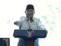 Presiden Prabowo Subianto saat dalam acara Panen Raya Jagung Serentak dan Groundbreaking 10 Gudang Ketahanan Pangan Polri, Sabtu (16/5/2026). (Tangkapan Layar Youtube/Sekretariat Presiden)