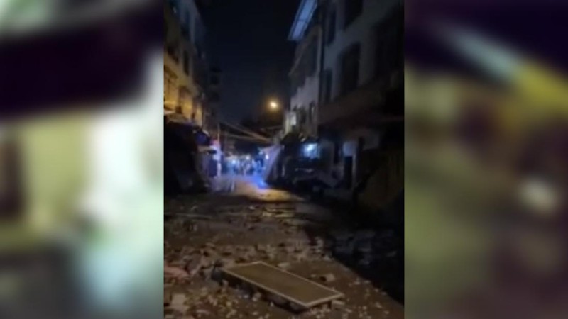 Gempa bumi di desa Taiyang, Liuzhou, Daerah Otonomi Guangxi Zhuang, China, Senin (18/5/2026). (Tangkapan Layar Video/REUTERS)