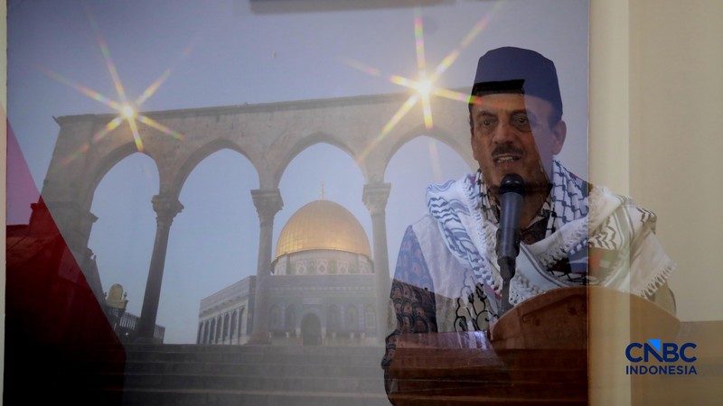Peringatan 78 tahun Al-Nakba digelar di Kedutaan Besar Palestina di Jakarta, Senin (18/5/2026). (CNBC Indonesia/Muhammad Sabki)