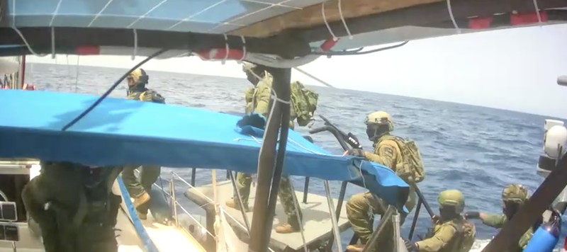 Angkatan laut Israel mencegat Armada Global Sumud yang sedang menuju Gaza di perairan internasional, Senin (18/5/2026). (Global Sumud Flotilla/Handout via REUTERS)