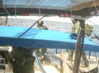 Angkatan laut Israel mencegat Armada Global Sumud yang sedang menuju Gaza di perairan internasional, Senin (18/5/2026). (Global Sumud Flotilla/Handout via REUTERS)
