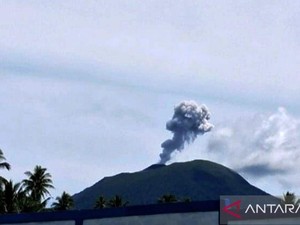Gunung Ibu di Malut Erupsi Pagi Ini, Tinggi Kolom Abu Capai 800 Meter