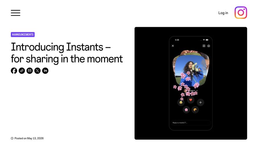 Instagram memperkenalkan Instants – untuk berbagi momen. (Dok. Instagram)