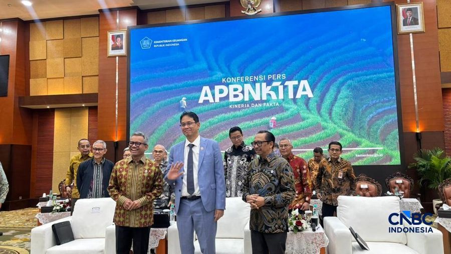 Menteri Keuangan (Menkeu), Purbaya Yudhi Sadewa saat menyampaikan pemaparan dalam konferensi pers APBN KiTa di kantor pusat Kementerian Keuangan, Jakarta Pusat, Selasa (19/5/2026). (CNBC Indonesia/Zahwa Madjid)