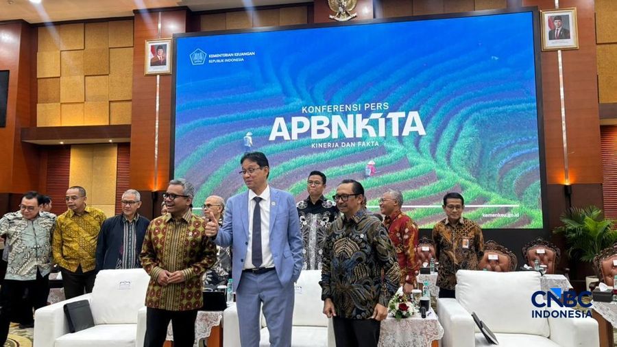 Menteri Keuangan (Menkeu), Purbaya Yudhi Sadewa saat menyampaikan pemaparan dalam konferensi pers APBN KiTa di kantor pusat Kementerian Keuangan, Jakarta Pusat, Selasa (19/5/2026). (CNBC Indonesia/Zahwa Madjid)