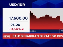 BI Rate Naik 50%, Rupiah Menguat ke Rp 17.600 per USD