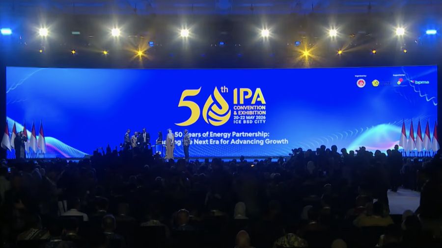 Menteri ESDM, Bahlil Lahadalia saat melakukan seremonial pembukaan dan peresmian IPA Convention and Exhibition 2026 di ICE BSD, Tangerang, Rabu (20/5/2026). (Tangkapan Layar Youtube/KementerianESDM)