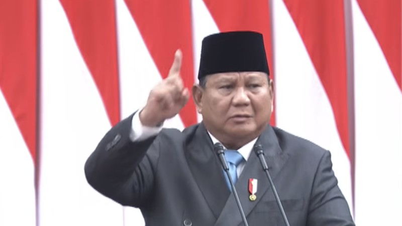Presiden Prabowo Subianto menyampaikan pidato saat menghadiri Rapat Paripurna DPR RI ke-19 Terkait KEM dan PPKF RAPBN 2027 di Gedung DPR RI, Jakarta, Rabu (20/5/2026). (YouTube/ Sekretarat Presiden)