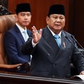 Presiden Prabowo Subianto menyampaikan pidato saat menghadiri Rapat Paripurna DPR RI ke-19 Terkait KEM dan PPKF RAPBN 2027 di Gedung DPR RI, Jakarta, Rabu (20/5/2026). (REUTERS/Willy Kurniawan)