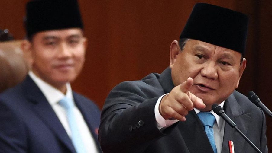 Presiden Prabowo Subianto menyampaikan pidato saat menghadiri Rapat Paripurna DPR RI ke-19 Terkait KEM dan PPKF RAPBN 2027 di Gedung DPR RI, Jakarta, Rabu (20/5/2026). (REUTERS/Willy Kurniawan)