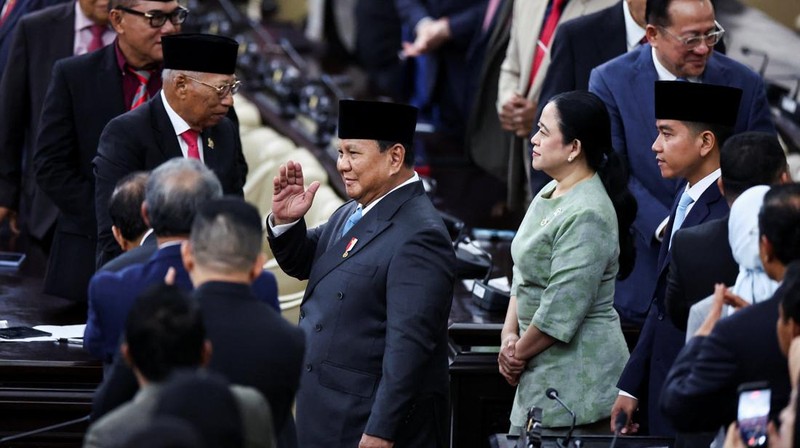 Presiden Prabowo Subianto saat menghadiri Rapat Paripurna DPR RI ke-19 Terkait KEM dan PPKF RAPBN 2027 di Gedung DPR RI, Jakarta, Rabu (20/5/2026). (REUTERS/Willy Kurniawan)