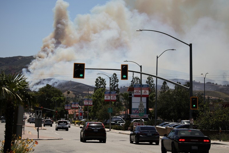 Kebakaran hutan berskala besar telah menghanguskan hampir sepertiga wilayah Pulau Santa Rosa di Taman Nasional Channel Islands, California, Kamis (21/5/2026). (via REUTERS/VANTOR)