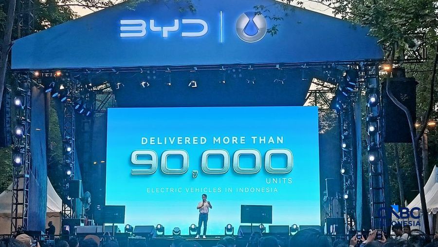 Presiden Direktur PT BYD Motor Indonesia Eagle Zhao dalam acara BYD Tech Culture Fest di kawasan GBK, Senayan, Jakarta, Rabu (20/5/2026) malam. (CNBC Indonesia/Ferry Sandi)