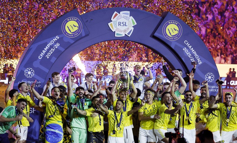 Al Nassr menutup Liga Arab Saudi 2025-2026 dengan kemenangan 4-1 atas Damac FC di Al Awwl Park, Jumat (22/5/2026) dini hari WIB. (REUTERS/Hamad I Mohammed)