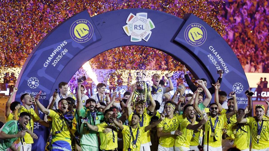 Al Nassr menutup Liga Arab Saudi 2025-2026 dengan kemenangan 4-1 atas Damac FC di Al Awwl Park, Jumat (22/5/2026) dini hari WIB. (REUTERS/Hamad I Mohammed)