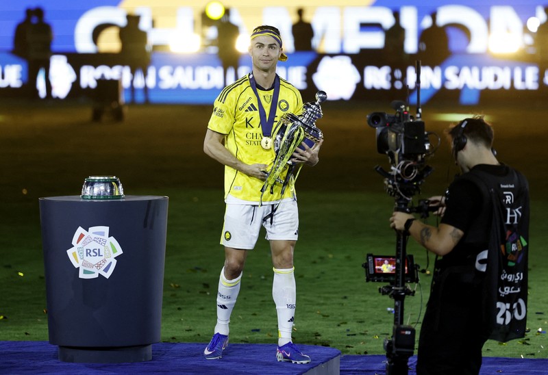 Al Nassr menutup Liga Arab Saudi 2025-2026 dengan kemenangan 4-1 atas Damac FC di Al Awwl Park, Jumat (22/5/2026) dini hari WIB. (REUTERS/Hamad I Mohammed)