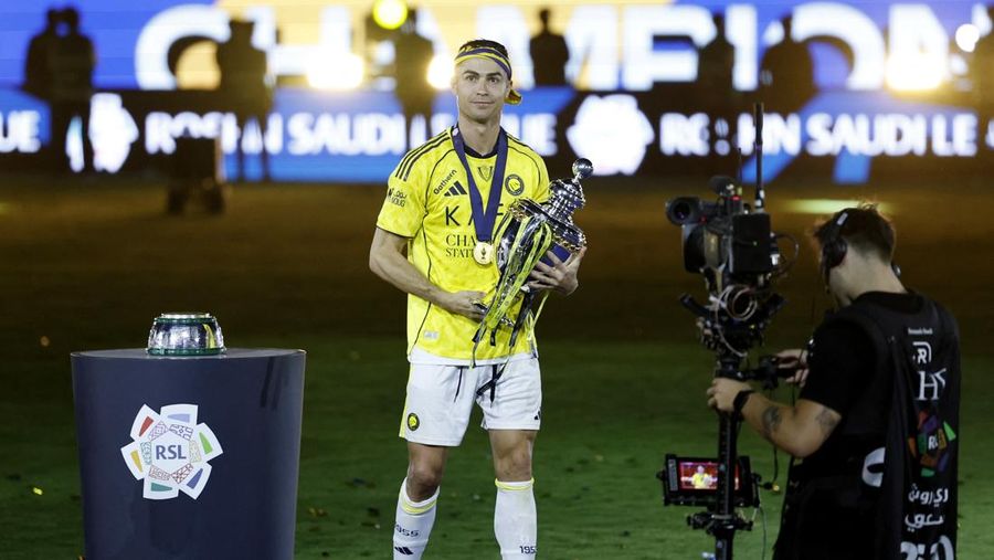 Al Nassr menutup Liga Arab Saudi 2025-2026 dengan kemenangan 4-1 atas Damac FC di Al Awwl Park, Jumat (22/5/2026) dini hari WIB. (REUTERS/Hamad I Mohammed)