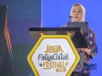 Deputi Gubernur Bank Indonesia, Aida S Budiman saat menyampaikan pemaparan dalam Jogja Financial Festival 2026 di Jogja Expo Center (JEC), Yogyakarta, DIY, Jumat (22/5/2026). (CNBC Indonesia/Faisal Rahman)